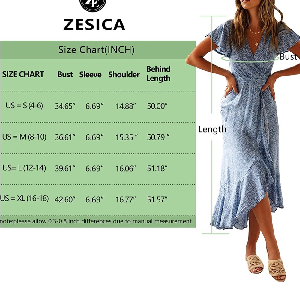 Zesica bohemian rayon blue wrap dress size s nwt